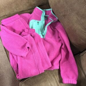 Tek Gear Girls Top & Bottom Heavyweight Fleece Set, Large Pink